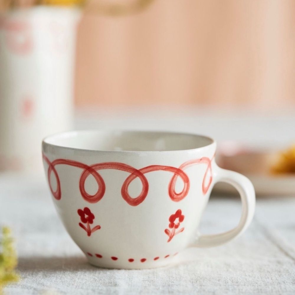 Anthropologie NWT/NIB Flower Garden Artisan Stoneware Mug